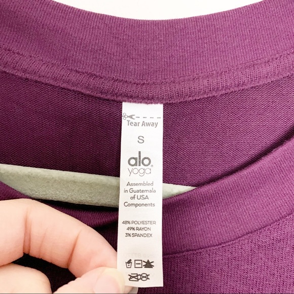 Alo Yoga Glimpse Long Sleeve Top Black Plum Small - Picture 4 of 5